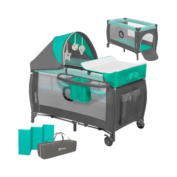 Lionelo Sven Plus 2in1 Meegroeibed & Campingbedje - 127x60 Cm - Tot 15 Kg - Co-Sleeper - Reisbed Met Commode, Organizer, Klamboe En Interactief thumbnail