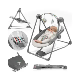 Lionelo Otto Wipstoel - Tot 9 Kg - 5 Schommelsnelheden - Timer - Speelboog - Geluiden - Inklapbaar - Grijs