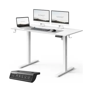 SENSE7 Nojo Light - Zit Sta Bureau - 120 Cm X 60 Cm - Elektrisch Bureau - Verstelbare Bureau - Elektrische Hoogteverstelling - Hoogte 72-118 Cm -