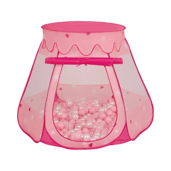Selonis Play Tent, COLLAPSIBLE_PLAY_STRUCTURE - Pink, Powder Pink-Pearl-Transparent, 105x90cm/100 Balls, Unisex, Kids thumbnail