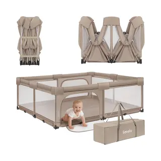 Lionelo Florence Easy Fold Xl – Grondbox / Baby Box 180×200 Cm – Extra Grote Box - Snel Opvouwbaar Zonder Montage – Speelbox Met Zijopeningen