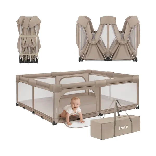 Lionelo Florence Xl Easy Fold Large Baby Playpen 180 X 200 Cm Foldable Baby Playpen With Mesh Sides, No Assembly, Two Zip Entrances, Padded Rail, Easy thumbnail