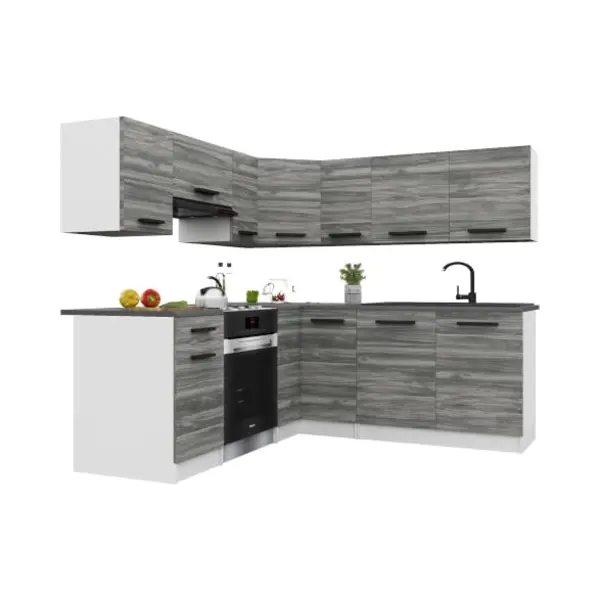 Belini Italia 6 Cuisine Equipée Modulaire Complète - 360 Cm. Meubles Hauts Bas Avec Plan De Travail, Gris Glamour thumbnail
