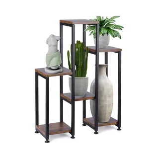 Vilde, Plantenstandaard + Bloementrap, Metalen Bloemenstandaard – 6 Lagen – 70 Cm – Zwart