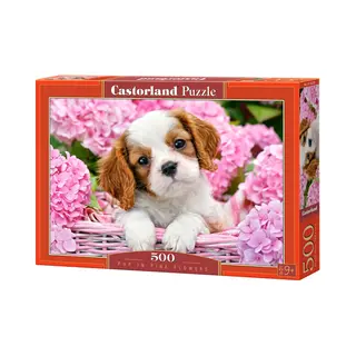 Castorland Pup in pink flowers 500 stukjes