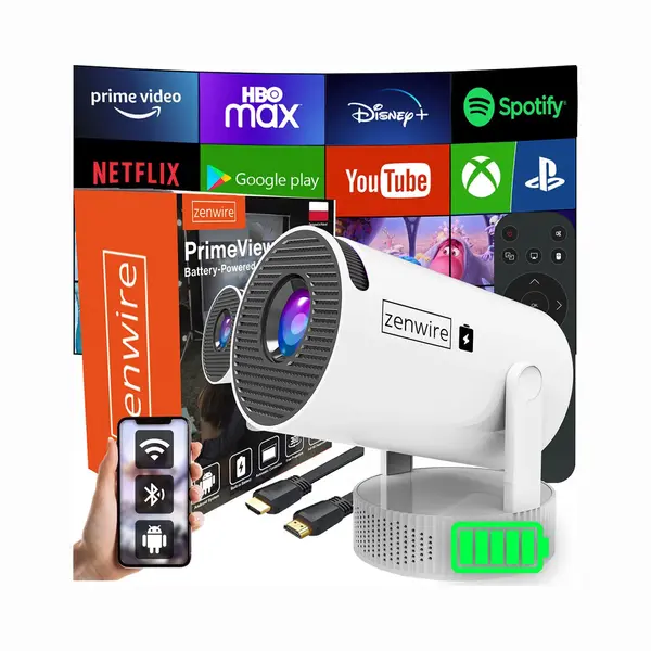 Draagbare Mini Projector Android Wifi Beamer Full Hd Bluetooth Met Batterij K400 Zenwire thumbnail
