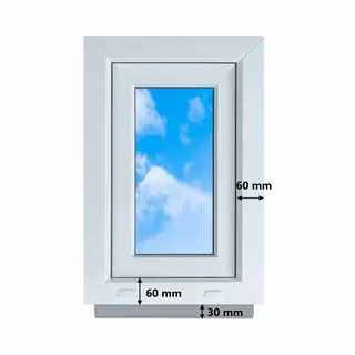 Lorac Pvc-raam Wit 40x60 Links 400x600 Mm Draai-kiepraam, Dubbelglas