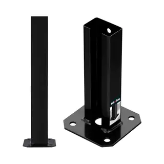Kotarbau® Fence Post Support - Powder Coated Steel - 60x40 Mm (2.4x1.6 Inches) - Black - Heavy Duty - Bolt Down - Post Base - Weather Resistant -