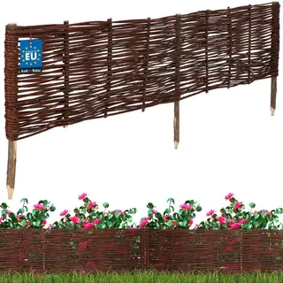 Kotarbau® Clôture Bois - Bordure Jardin Extérieur - 120 X 30 Cm - Bordure De Jardin En Osier à Planter - Marron - Cloture En Osier - Décoration