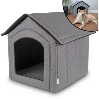 Petsona Hundehöhle Hundehütte Faltbare Mit Herausnehmbarem Dach Hundehaus Hundebett Katzenbett Haustierbett Schlafplatz Größe Xxl, Grau