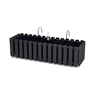 Prosperplast Fence-look Ophang Plantenbak/bloembak Kunststof 58 X 18 X 16 Cm Antraciet Grijs Met Handige Droogtemeter Voor Binnen/buiten