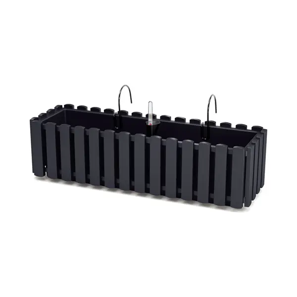 Prosperplast Boardee Fencycase Balcony Box With Hanging And Watering System, Flower Box, Flower Pot With Hook Planter (580 Mm Length, Anthracite) thumbnail
