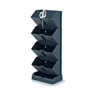Prosperplast Verticale Kruidentuin - Staand/hangend - Modulair - Antraciet Grijs - 20x11x48 Cm - Incl. Kruidenschaar