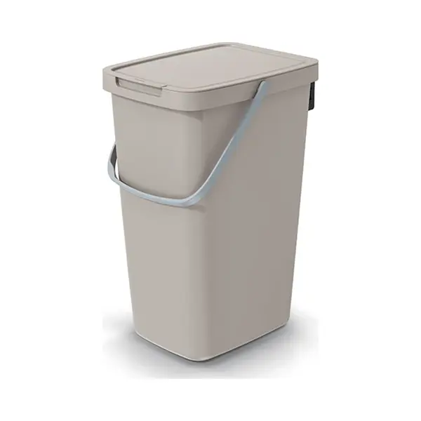 Keden Systema Q Sorting Waste Bin 20L Recycling Bin Separation Segregation Lidded With Handle Hanging Dustbin Garbage Can Slim Plastic Metal (Brown) thumbnail