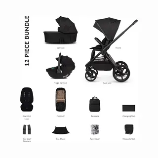 Venicci Upline 3 Comfort Bundle 3in1- Onyx - Tiago Car Seat- Black