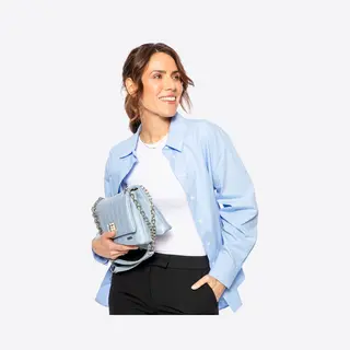 Wittchen Damen-Umhängetasche Aus Öko-Leder, Zwei Fächer, Klein, Blau