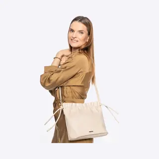 Wittchen Damen-Umhängetasche Mit Zierbändern, Cremefarben, Kunstleder