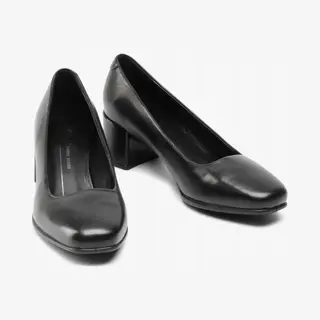 Ecco - Shape Squared - Damespumps - Zwart - Leren Bovenwerk - Eur 39