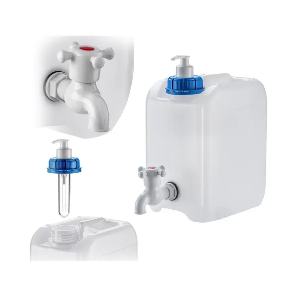 Wasserkanister Mit Ablasshahn, Wasserauslauf Und Seifenspender, 5l - Kadax thumbnail