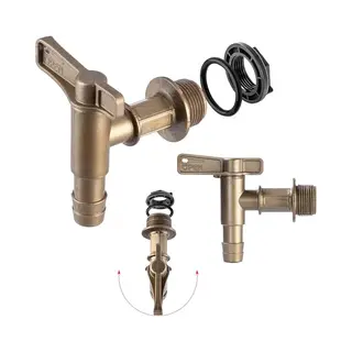Kadax Regenton Afvoerkraan, 3/4 Inch Van Kunststof, Kraan Met Afdichting En Borgmoer Afdichtingstape, Watertank Kraan (goud, 86 Mm)
