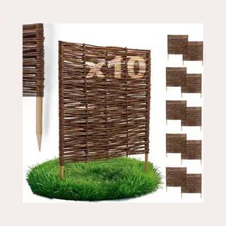 10 X Bogateco Bedrand Van Wilgenhout | 60 Cm Lang & 60 Cm Hoog | Houten Schutting Gazonrand | Wilgenhek Insteekhekwerk