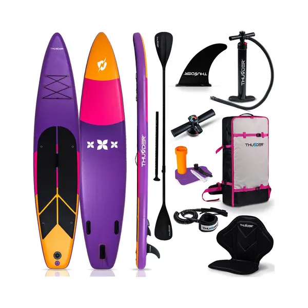 Thunder® Sup Board | Sharpe | 365x75x15cm | Opblaasbaar Paddle Board | Max. 150 Kg | Complete Set | Paars-Oranje-Roze | thumbnail