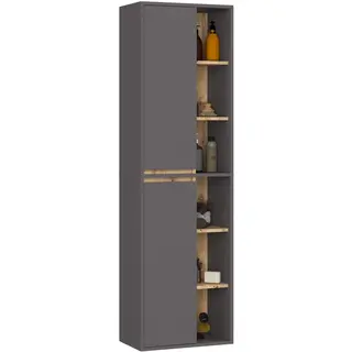 Hangende Badkamerkast Kolomkast Vami W50 Met 2 Deuren En 10 Planken / Grafietgrijs - Artisan Eik / Akord Furniture Factory / 50x170x30 Cm