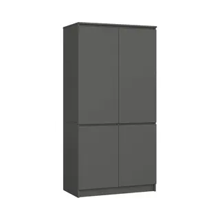 Akord - Kleiderschrank S90 Graphitgrau 90 Cm 4 Türen 4 Regalböden B90xh180xt51 Cm
