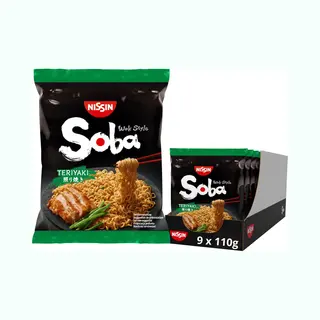 Nissin Soba Bag Teriyaki Noodles - Wok Style Instant Noedels - 9 Stuks