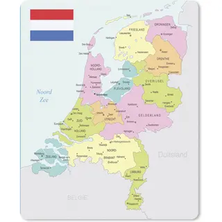 Muismat Kaart Nederland - Pastel Gekleurde Kaart Van Nederland Muismat Rubber - 19x23 Cm - Muismat Met Foto