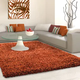 Muratap Tapijtenloods Basic Shaggy Vloerkleed Terra / Oranje Hoogpolig- 120x170 Cm