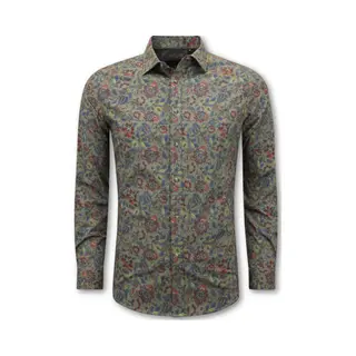 Bread & Buttons Overhemden Heren Lange Mouwen - Blouse Mannen Slim Fit - Groen