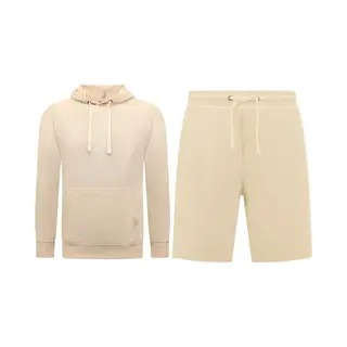 Enos Hoodie Heren - Sweat Short Heren - Set - Beige