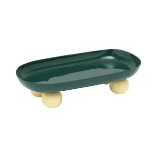 Present Time - Dienblad Double Funky Oval - Retro Green & Soft Yellow