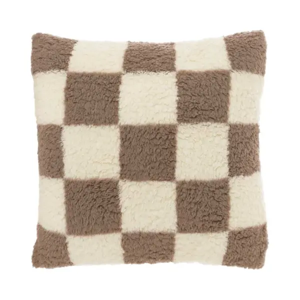 Unique Living - Sierkussen Check Taupe -53x53cm thumbnail