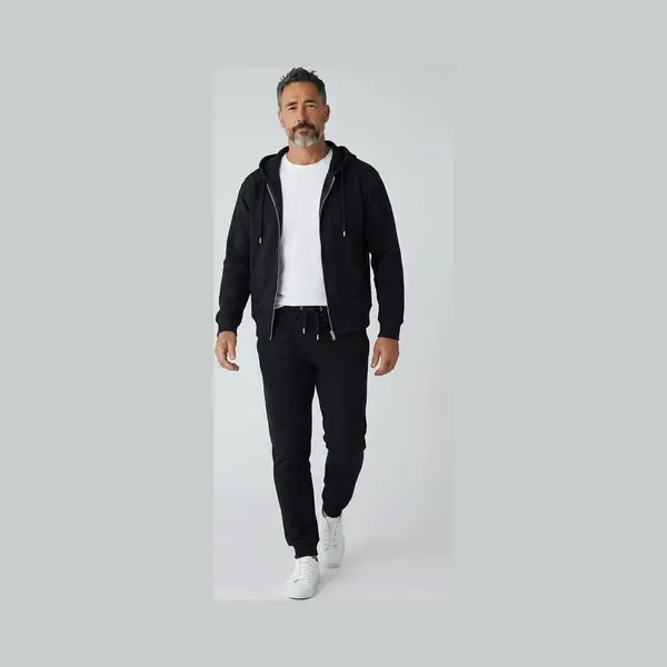 Enos Casual Oversized Trainingspak Heren - Nette Tweedelige Set - Joggingpak Heren Volwassenen - 5853 - Zwart thumbnail