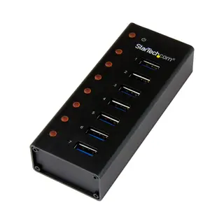 StarTech.com 7-poorts Usb 3.0 hub - 5Gbps - op een desktop of op de wand monteerbare metalen behuizing