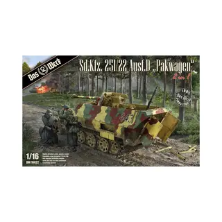 Das Werk DW16022 Sd.Kfz. 251/22 Ausf. D Pakwagen - 1, 16 Modellbausatz - Halbkettenfahrzeug Mit Inneneinrichtung & Motor - Ungebaut