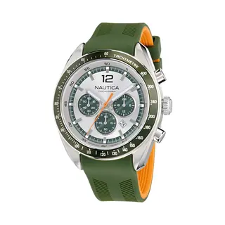 Nautica Kedge Quartz Analoog Horloge Groen Kast, 100% Roestvrij Staal | Armband, 100% Siliconen 46 Mm NAPKDS601, NAPKDS603