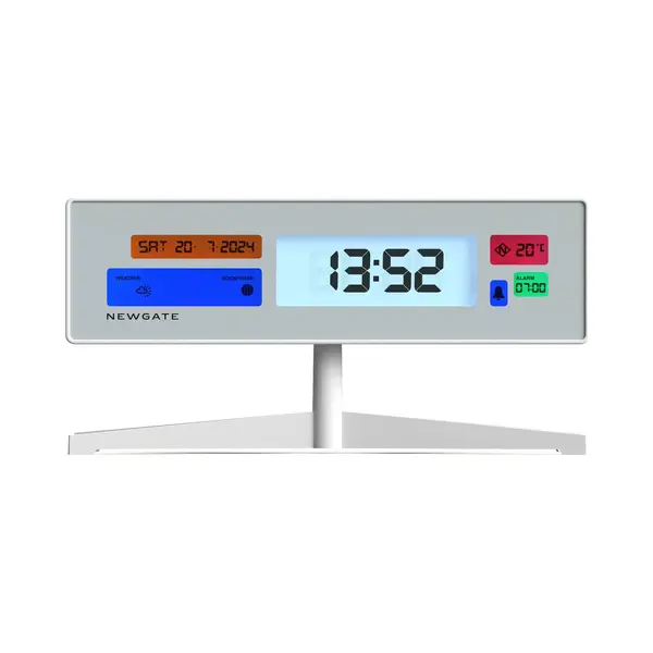Newgate® Supergenius Alarm Clock | Retro Rectangular Digital Lcd Clock | White | Ideal For Bedside, Desk Or Shelf | Retro Bedroom & Office Accessory thumbnail