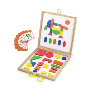 Viga 2043659 Wooden Magnetic Shapes Blocks Set - Childrens Picture Play Board Toy