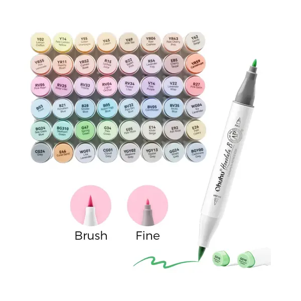 Ohuhu Honolulu B 48 Kleuren Pastel Alcohol Art Markers Brush & Fine Sweetness thumbnail