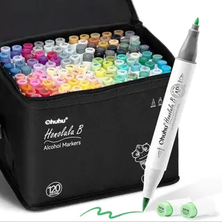 Ohuhu Honolulu B 120 Kleuren Alcohol Art Markers Brush & Fine