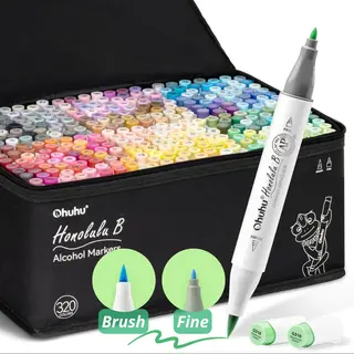 Ohuhu - Honolulu B Brush & Fine - Alcohol Art Markers - 320 Kleuren