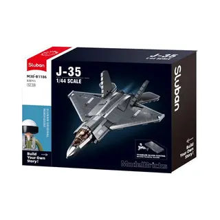 Sluban J‑35S Stealth Aircraft Bouwspeelgoed Kinderen Vanaf 12 Jaar - Constructiespeelgoed Modelbouw - Bouwdoos Met 812 Bouwstenen - M38-B1186
