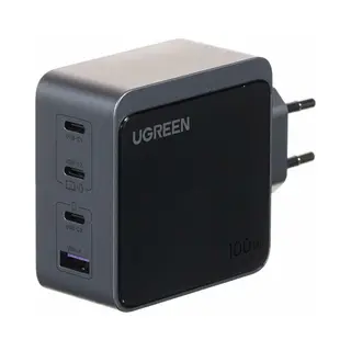 Ugreen Nexode S 100W 4-Port GaN Fast Charger Eu gray Mobiele computer, Mobiele telefoon, Laptop, Powerbank, Tablet Grijs Ac Binnen