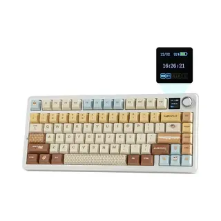 Epomaker X Aula F75 Max - Bruin / Karamel - Mechanisch Draadloos Toetsenbord - Rgb - 75% - Qwerty - Gaming Keyboard - Leobog Reaper Switch