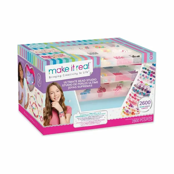 Make it Real Bringing Creativity to Life - Set voor het maken van armbanden - 2600 gekleurde kralen thumbnail