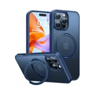 Torras Hoesje Geschikt Voor Apple IPhone 16 Pro Max - UPro Ostand Pro - Compatibel Met MagSafe - Back Cover Met Magneet - 360° Draaibare Ring