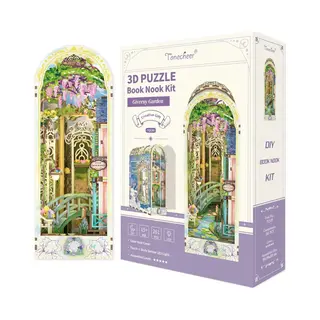 Tonecheer Giverny Garden Book Nook Bouwpakket - Modelbouw - 19 X 9, 8 X 26, 9 Cm - Houten 3D Puzzel - Boekensteun - Led-licht - Bewegingssensor Licht